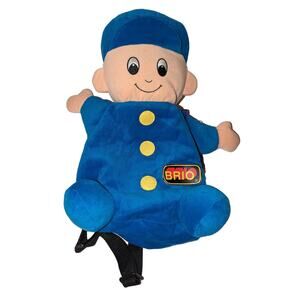 Vintage 1993 BRIO Soft Plush Child's Backpack Character in Blue
